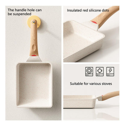 SLONUVLND Tamagoyaki Pan,Japanese Omelette Pan,White Tamagoyaki Egg Pan, Non Stick Rectangle Pan,Small Frying Pan 6 X 7 Inch