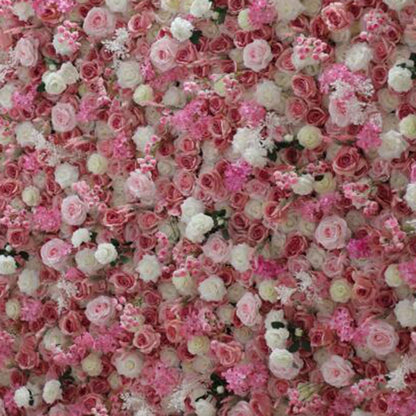 Handmade Pink Floral Rose Wall Large Artificial Flower Wall Backdrop Panels,Rose Wedding Backdrop 3D Floral Wall Fabric Flower Wall For Party Baby Shower Bridal Wedding Backgr,1m*1m/3.28*3.28FT