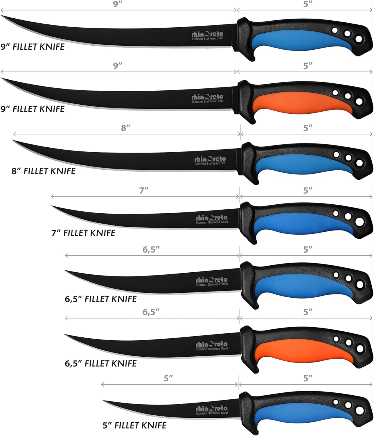 G4116 5 Inch Rhinoreto Fillet Knife for Fish - Razor Sharp German Stainless Steel Blade, Professional Filleting