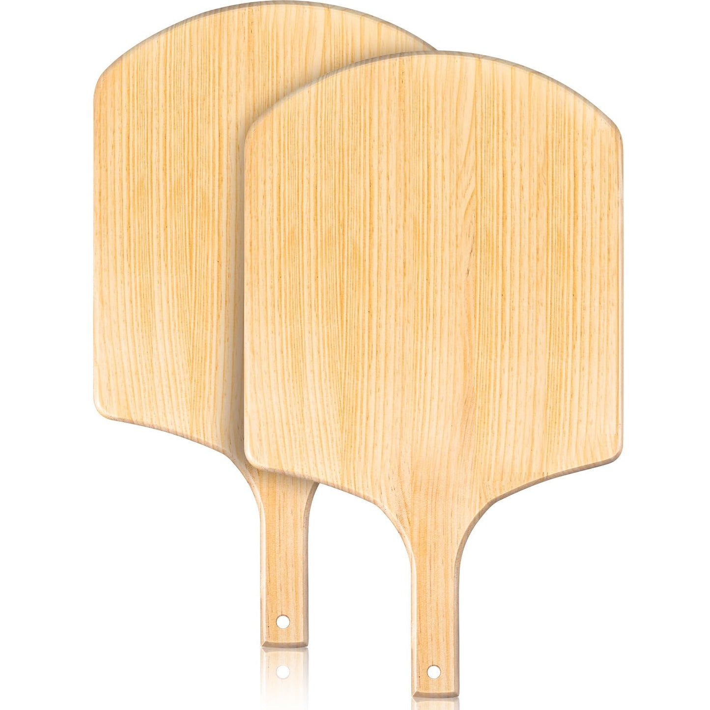 Bokon 2 Pack Wooden Pizza Peel, 16 x 14 Inch Large Pizza Paddle Set with 8 Inch Wooden Handle for Oven, Stone, Pan or Grill, Spatula for Baking Bread and Cake - Indoor & Outdoor