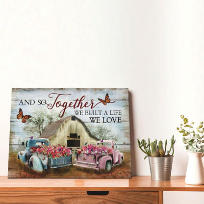 Farmhouse Truck Wall Art, Barn Pictures Canvas Painting Print for Living Room, Bedroom, Bathroom 12"X16"