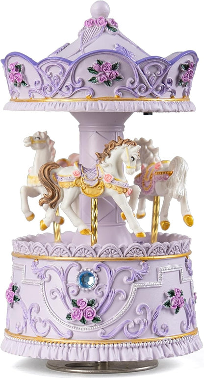 Carousel Horse Music Box for Girls, Purple Musical Box for Women Kids Wife Mom Daughter Birthday Anniversary Valentine