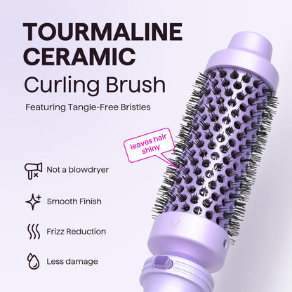 Wavytalk 5 in 1 Curling Iron,Curling Iron Set with Heated Round Brush and 4 Interchangeable Ceramic Curling Wand(0.5”-1.25"), Instant Heat Up,Dual Voltage Hair Curler