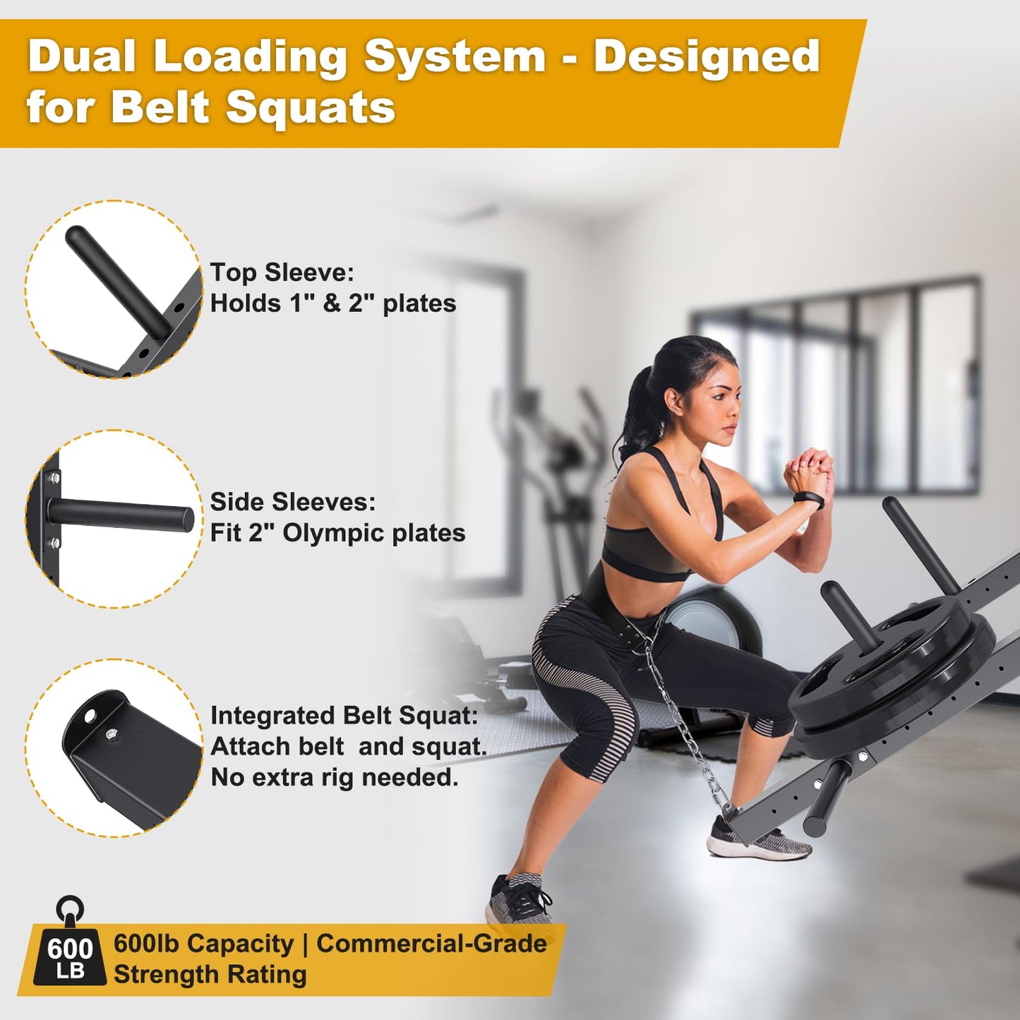 Kipika Power Rack Jammer Arms - Adjustable Height & Angle Lever Arm System for 2x2 Power Cages with 5/8" or 1" Holes - Fits 2-Inch Olympic Plates - 1 Pair (‎for 2" x 2" Racks with 5/8" or 1" Holes)