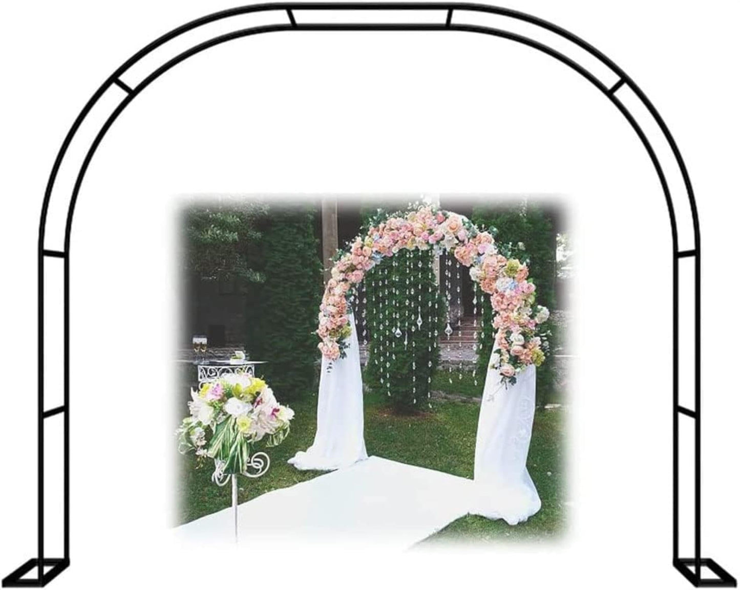 Metal Garden Wedding Arch Wide Plants Stand Ues for Outdoor Garden Arbor Climbing Plants Wedding Arches Ceremony,Green,W3M*H2.2M .2 (White W1.2M*H2.2M)
