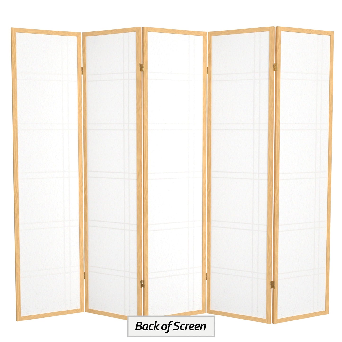 Red Lantern 6 ft. Tall Double Cross Shoji Screen - Natural - 5 Panels