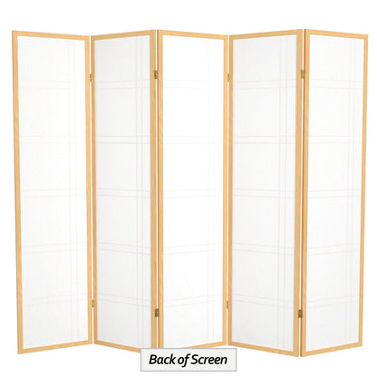 Red Lantern 6 ft. Tall Double Cross Shoji Screen - Natural - 5 Panels