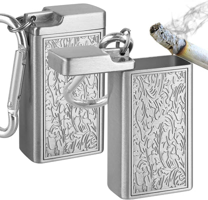 Linkidea 2 Pack Metal Ashtray with Lid - Small Portable Cigarettes Cigars Ashtray for Travelling, Camping, Indoor, Home