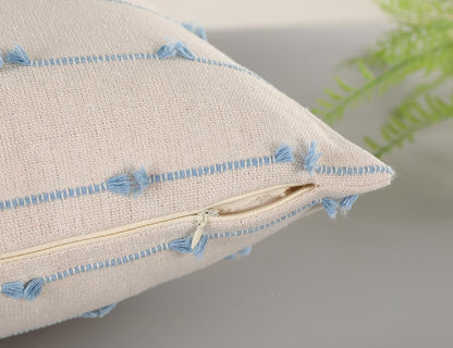 14 24 NUYECY Boho Long Lumbar Pillow Covers x Blue,Classic Stripe Pattern Cotton Decorative Long Lumbar Pillow Case
