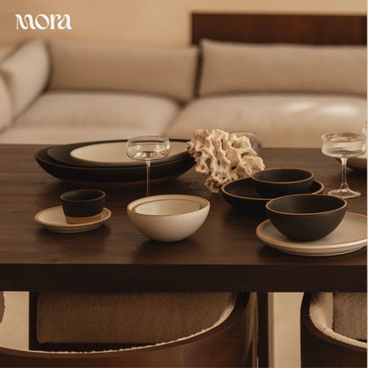 MORA Jumbo and Large Serving Dishes Set of 2, 13 inch and 12 inch Ceramic Pottery Oval Platters - Microwave, Oven and Dishwasher Safe - Oat
