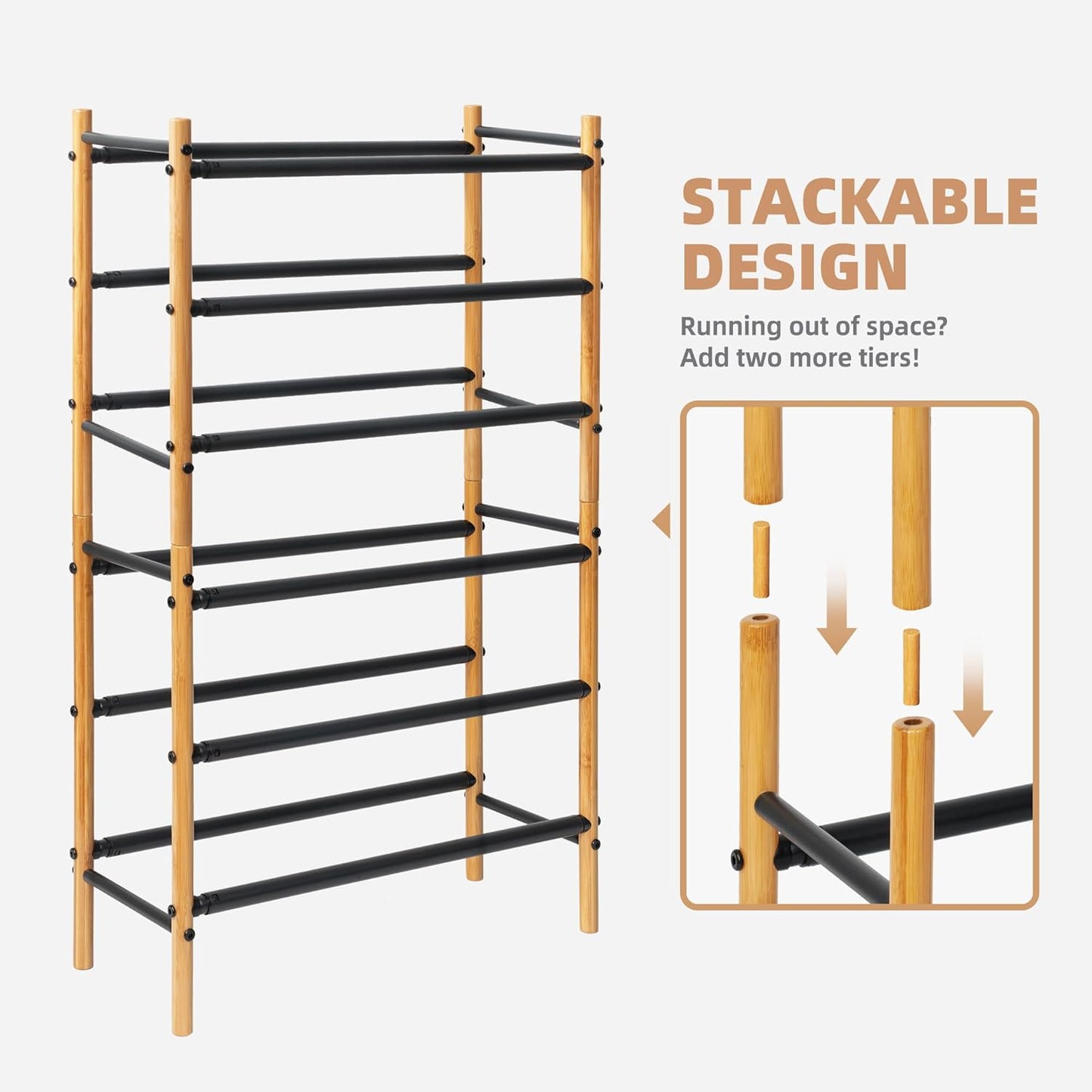 16 Closet, 4 STORAGE MANIAC Expandable Shoe Rack, Pairs Stackable Small Shoe Rack, Metal Adjustable Shoes Organizer