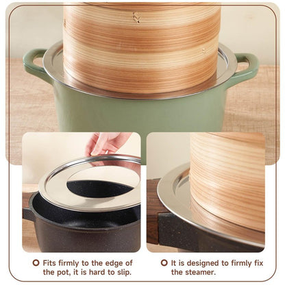 Stainless Steel Steamer Ring | 13 Inch, Fits 7 to 12 Inch Bamboo Steamer | Steaming Adapter for Steam Pot, Asian Food, Dumpling, Dim Sum, Rice, Veggie for Cooking Basket