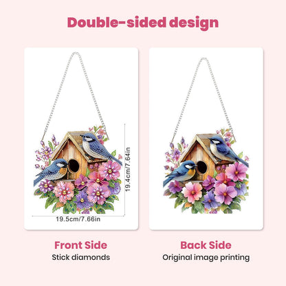 MXJSUA Birds Flowers Special Shaped Hanging Diamond Painting Art Kits for Adults, Crystal Rhinestone Acrylic Gem Art Pendant Ornaments Kit for Home Decoration and Gift