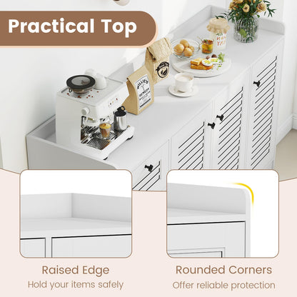 Giantex 63'' Buffet Cabinet with Storage, Modern Sideboard Cabinet with 3 Doors & 3 Pull-Out Drawers, Large Kitchen Console Table with Anti-Tipping Devices for Living Room, Dining Room, White