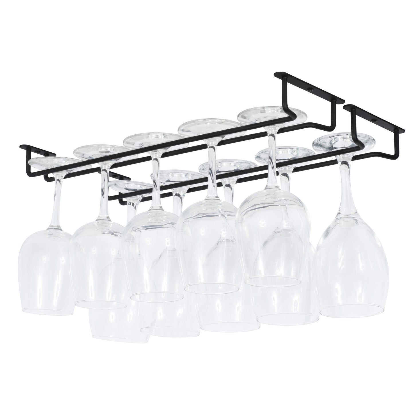 Wallniture Brix Wine Glass Holder Under Cabinet Kitchen Organization and Storage for Kitchen Decor, Black Iron 17 Inch Set of 2