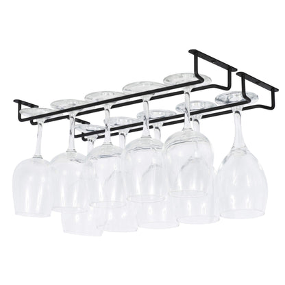 Wallniture Brix Wine Glass Holder Under Cabinet Kitchen Organization and Storage for Kitchen Decor, Black Iron 17 Inch Set of 2