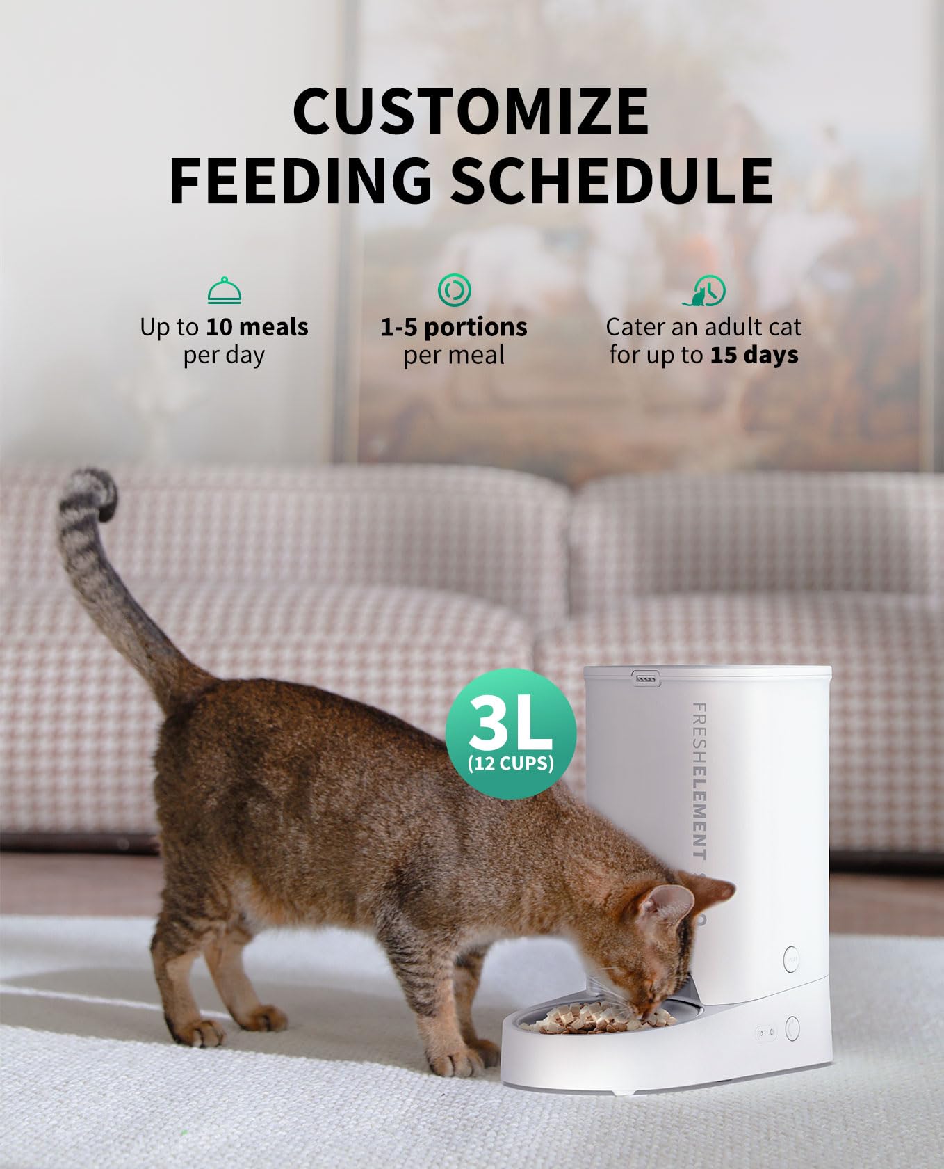 PETKIT Automatic Cat Feeder, 2.4G WiFi Automatic Dog Feeder, App Control Pet Food Dispenser with Triple Fresh-Lock System, Up to 10 Meals Per Day, Schedule Feeding, Food Shortage Alert, 3L Capacity