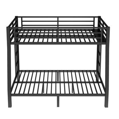Bellemave Metal Full XL Over Queen Bunk Bed with High Guardrail & Under-Bed Storage, Heavy Duty Bunk Beds Frame with 2 Side Ladders, Full Over Queen Bunk Bed for Adults, No Box Spring Needed, Black