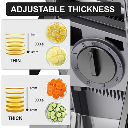 SupMaKin Safe Mandoline Slicer for Kitchen, Potato Slicer for Chips, Vegetable & Food Cutter,Thickness Adjustable 0.1-8 mm, Kitchen Faster Slice Artifact (Only Slicer)