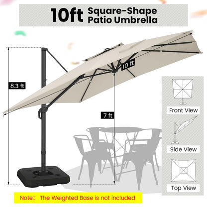 HOTEEL Patio Umbrella - 10ft Cantilever Umbrella Outdoor for Patio, Offset Umbrellas with Double Top Vent, UV resistant & Fade resistant, Large Table Umbrella on Clearance for Deck, Pool, Market, Backyard - Beige