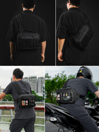 TACTICAL_GEEK L3 Pro EDC Crossbody Bag, Chest Bag with Adjustable Strap,Daily Carry Sling Pack, Large Capacity Daypack Organizer for Camera, Drones（X-PAC Black）