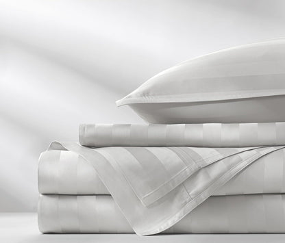 Pure Bamboo King Sheets - Luxuriously Soft 100% Organic Viscose Bed Sheet Set | Jacquard White, Double Stitching, 2-Year Quality Promise
