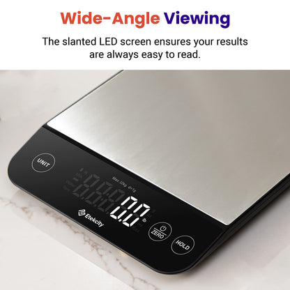 Etekcity Digital Food Kitchen Scale, Grams and Oz for Weight Loss, Baking and Cooking, 0.05oz/1g Precise Graduation,5 Weight Units, IPX6 Waterproof, USB Rechargeable,304 Stainless Steel-Silver, 22lb
