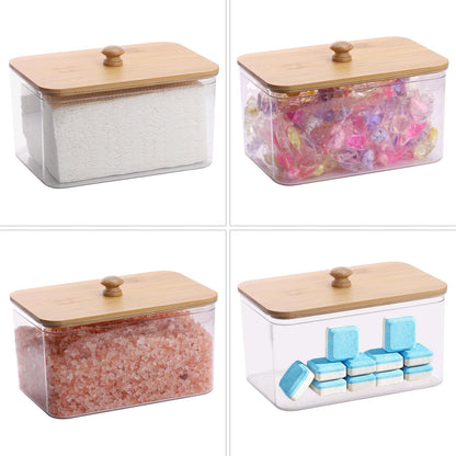 Tbestmax Acrylic Dryer Sheet Holder Container for Laundry Room Dryer Sheet Dispenser with Bamboo Lid