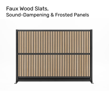 Grove Modular Wall | Room Divider with Faux Wood Slats, Sound Dampening Panels | Expandable Office Partition for Privacy & Stability (70" x 48")