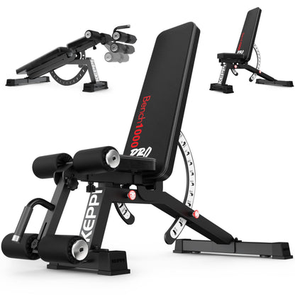 Adjustable Weight Bench, Commercial Grade 1200LB Workout Bench Press Set for Home Gym Strength Training Exercise, Incline Bench with 12+3 Adjustable Backrest&Seat Positions for Full Body Fitness