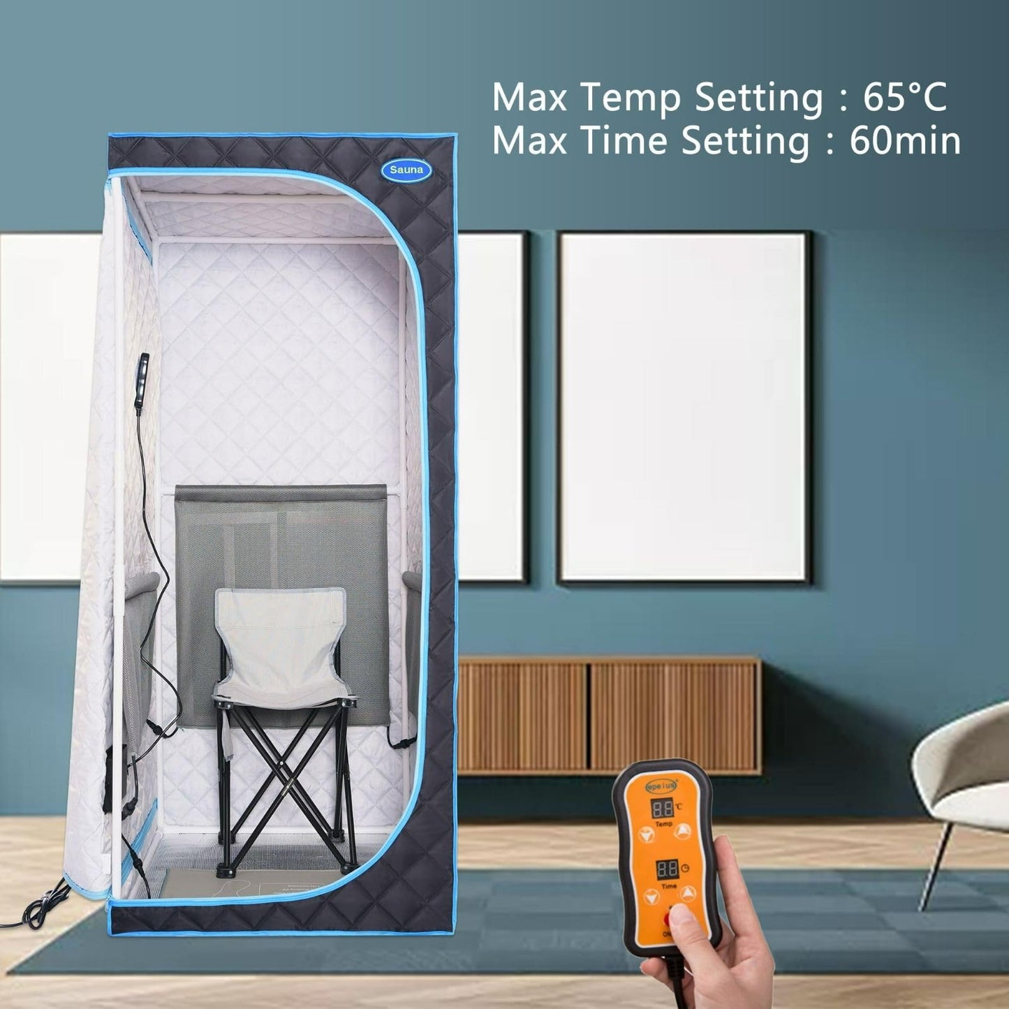FRITHJILL Portable Infrared Sauna Tent for Home Spa - 700W Full Body Sauna with Foldable Chair, Heating Foot Pad, Remote Control - Easy Setup Indoor Sauna, Max 65°C, 60min Timer, Black