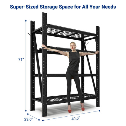 FLEXIMOUNTS 10000LBS 2 Pack Garage Shelving, 4-Tier Heavy Duty Shelving Unit, 23.6" D x 49.6" W x 71" H, Industrial Shelving, Adjustable Storage Shelves for Garage, Basement, Warehouse, Workshop