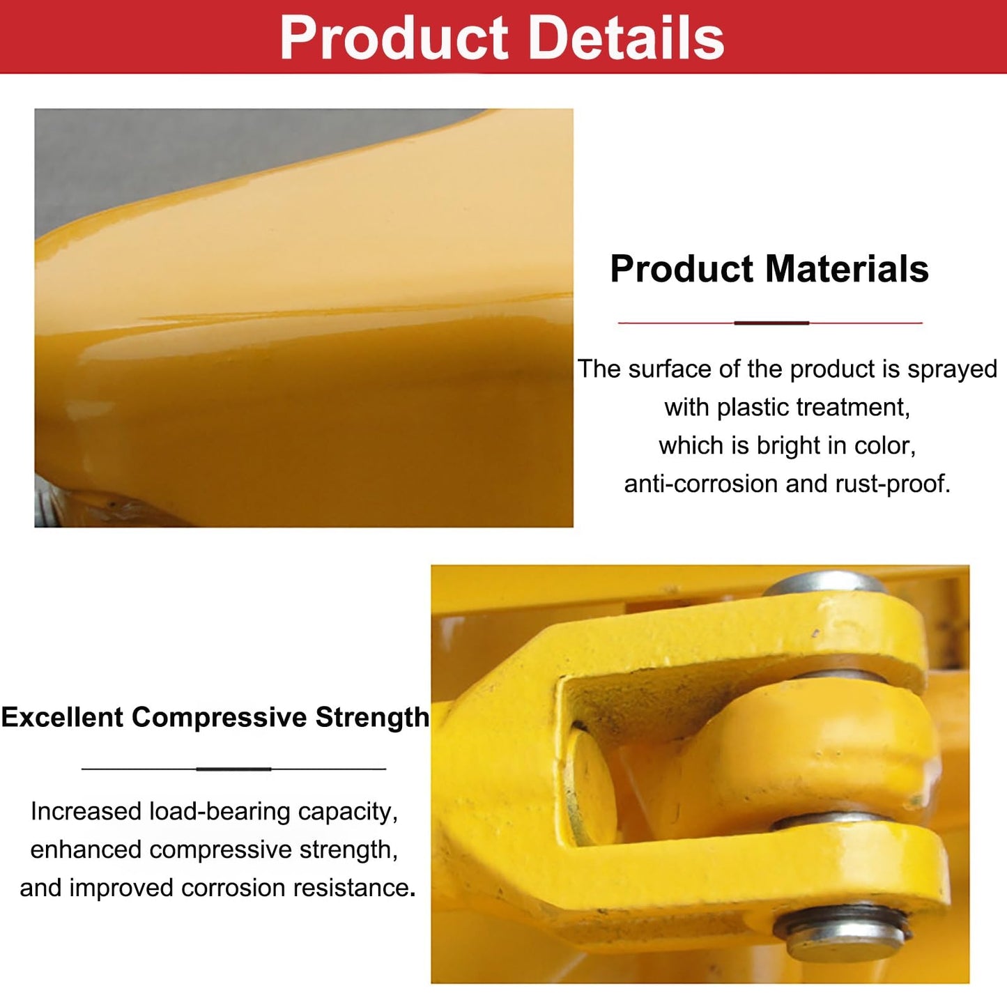 High Capacity Pallet Jack with48x 27in,3000KG. Capacity, Manual Truck for Warehouse, Manufacturing and Retail, Yellow Powder-Coated Surface Finish(122x68.5x20cm)