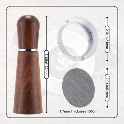 51mm Espresso Accessories Kit,316 Stainless Steel WDT Tool Espresso,Dosing Funnel and Puck Screen Set,Espresso Distribution Tool,Espresso Coffee Stirrer for Barista