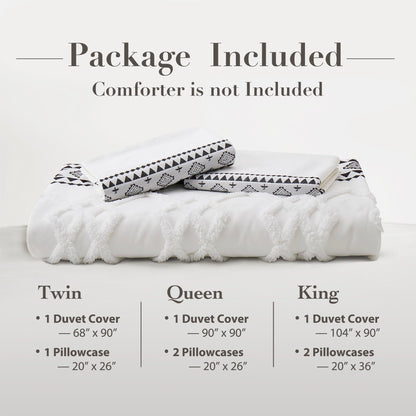 Oli Anderson Boho Duvet Cover Set Queen Size, Black and White Color Clash 3 PCS Microfiber Bedding Set, Durable and Super Soft Duvet Covers with Zipper and Ties, 90"*90"