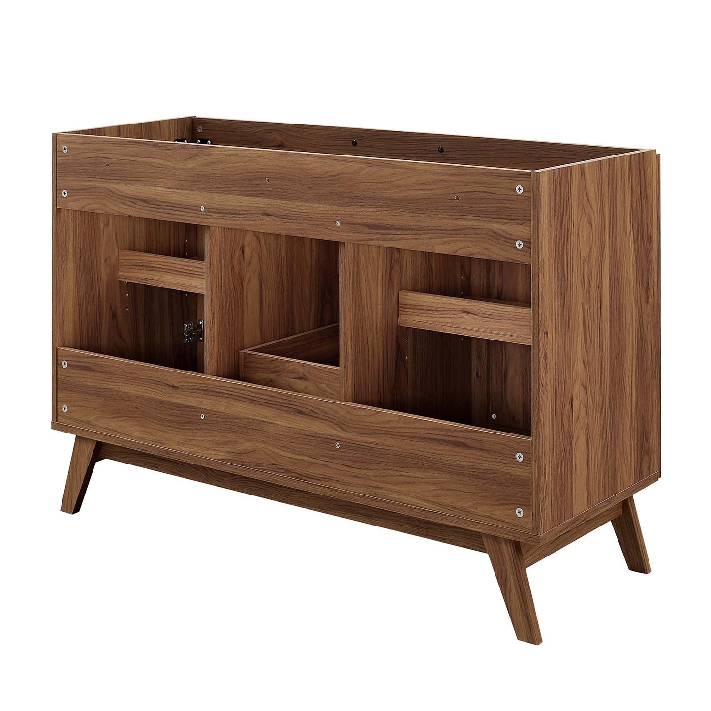 Modway Soma Rattan Weave Bathroom Vanity Cabinet Basin Not Included, 48” Single or Double Sink Compatible, Walnut