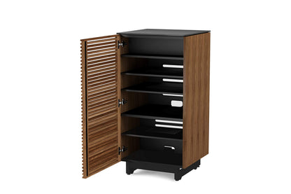 BDI Furniture Corridor 8172-22'' Audio Cabinet with Flow-Through Ventilation, Cable Management, Adjustable Shelves, Louvered Doors, Satin-Etched Tempered Glass Top, Natural Walnut
