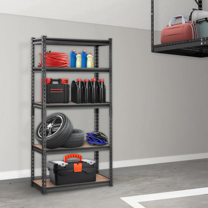 VEVOR Storage Shelving Unit, 5-Tier Adjustable, 2000 lbs Capacity, Heavy Duty Garage Shelves Metal Organizer Utility Rack, Black, 30" L x 12" W x 60" H for Kitchen Pantry Basement Bathroom Laundry