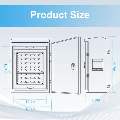 Outdoor Electrical Box with Thermostat and Fan, Cold-Rolled Steel Plate, Aluminum Alloy Back Beam, One-Piece Ventilation Design, IP65 Waterproof, Wall/Pole Mounted. (19.6" x 15.7" x 7.9")