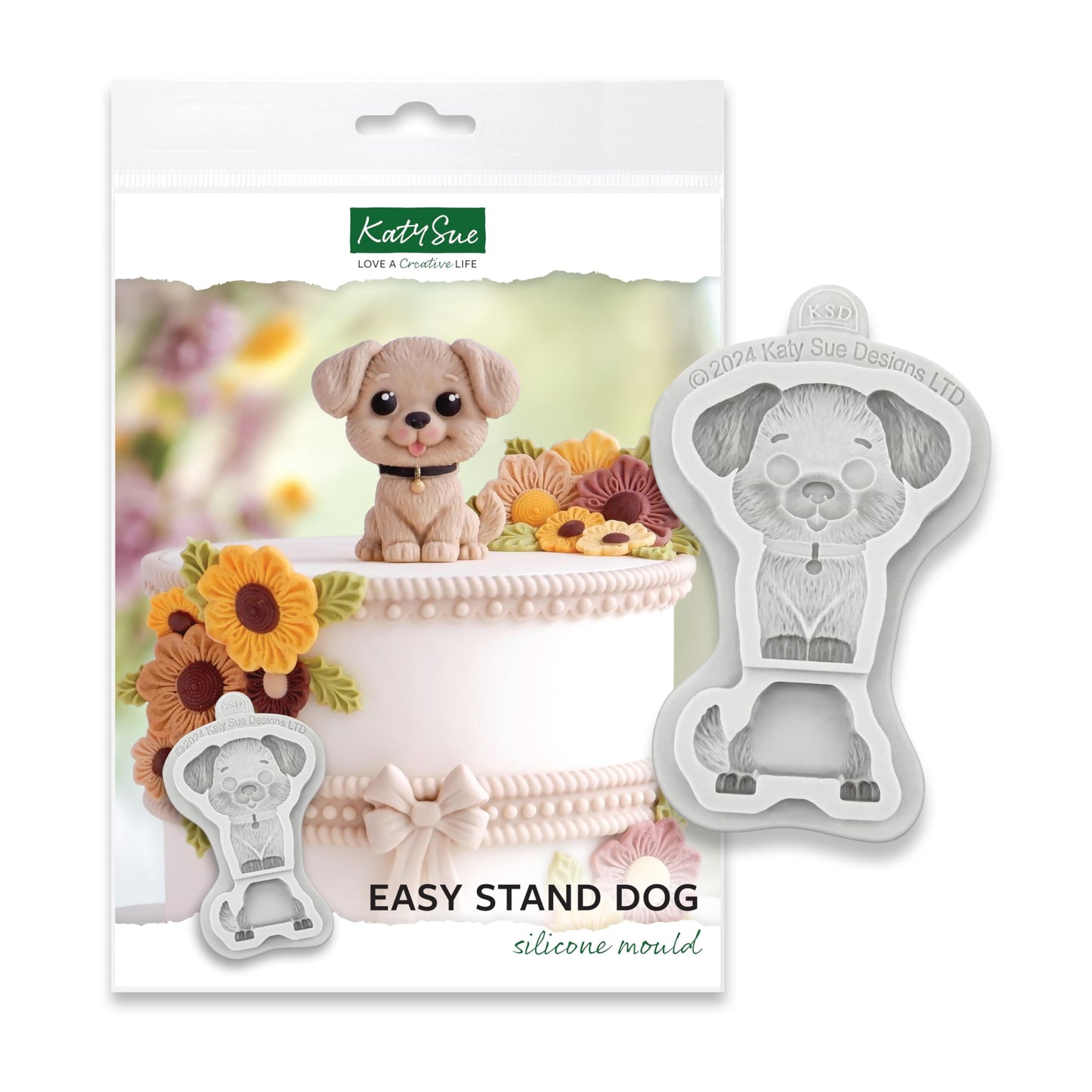 Katy Sue Easy Stand Dog Silicone Mold for Cake Decorating & Craft. Use with Fondant, Sugar Paste, Gum Paste & Air Dry Clay from Katy Sue Designs Fondant Molds