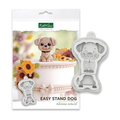 Katy Sue Easy Stand Dog Silicone Mold for Cake Decorating & Craft. Use with Fondant, Sugar Paste, Gum Paste & Air Dry Clay from Katy Sue Designs Fondant Molds