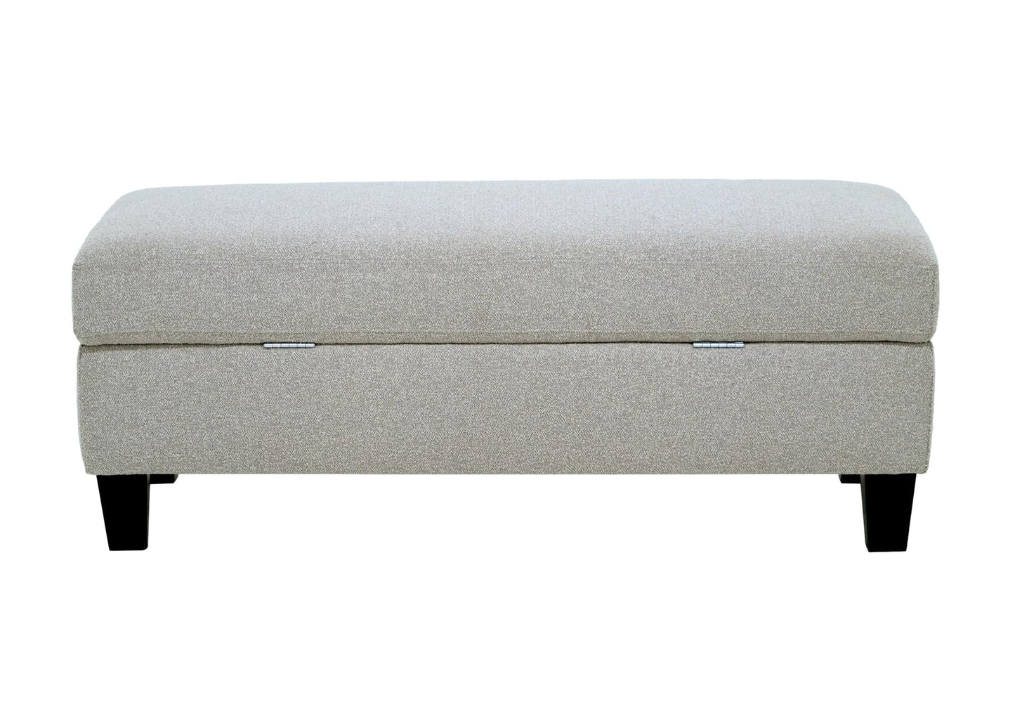 GDFStudio 48.6" Storage Ottoman Bench with Hidden Storage, Upholstered Rectangle Ottoman Foot Stool, End of Bed Bench with Solid Wood Legs for Bedroom Living Room Entryway, Easy Assembly, Pebble Gray