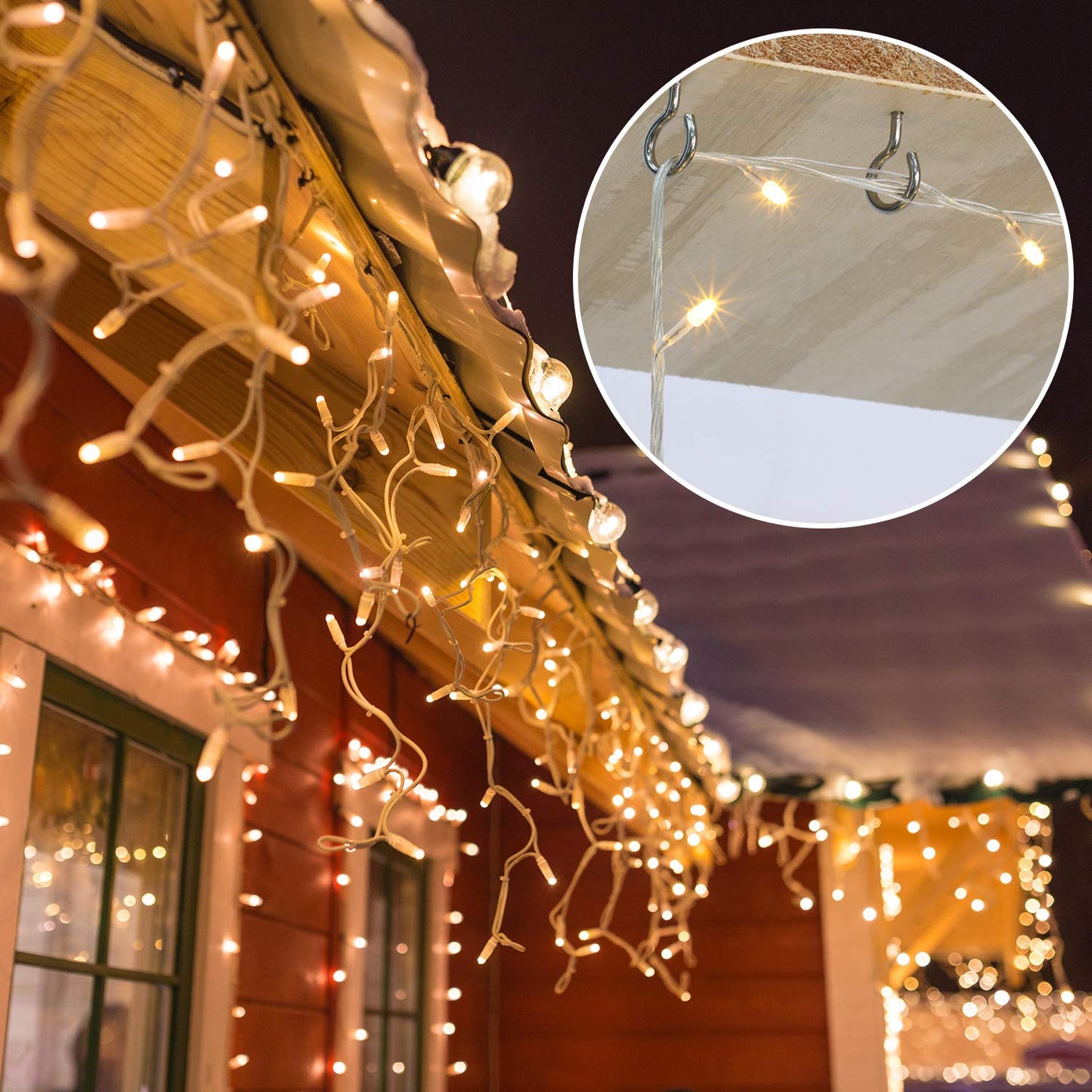Mudder Christmas Lights Hanger Screw Hooks, Outdoor String Ceiling Wire and Fairy Lights for New Year Party (Silver, 30
