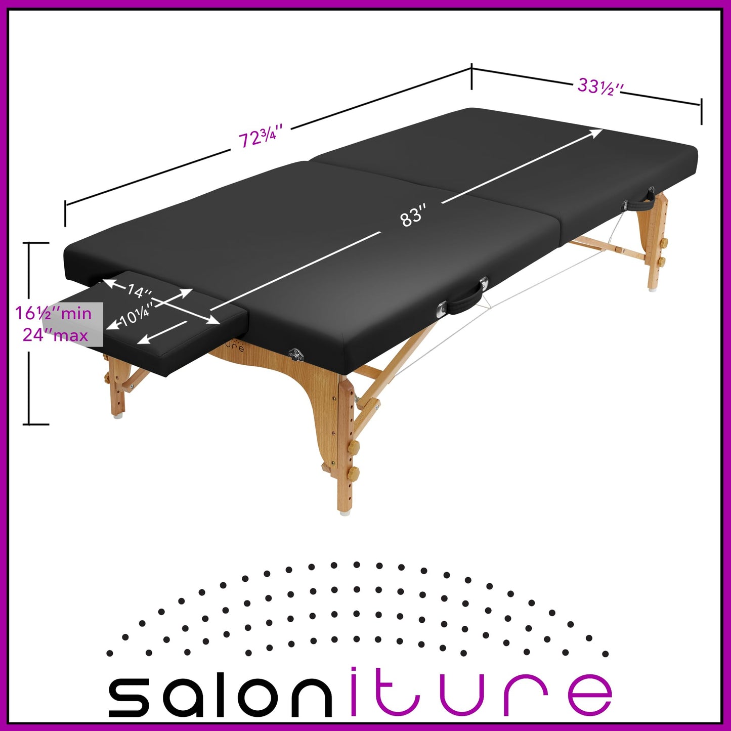 Saloniture Portable Physical Therapy Massage Table - Low to Ground Stretching Treatment Mat Platform - Black