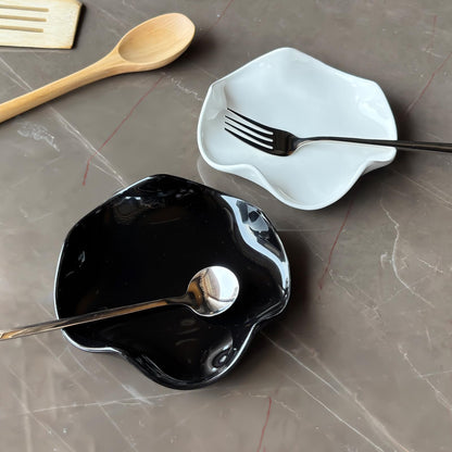 Spoon Rest for Stove Top, 5.3 Inch Ceramic Spoon Holder for Kitchen Counter, Coffee Ladle Holder, Utensil Rest for Cooking, Housewarming Gifts (2 pack black)