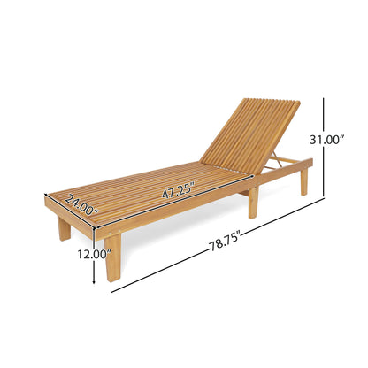 Christopher Knight Home Vernon Outdoor Acacia Wood Chaise Lounge Set, Teak Finish