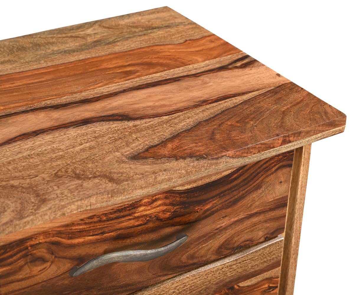 Taran Designs Darcy 3-Drawer Live Edge Solid Wood Filing Cabinet in Brown