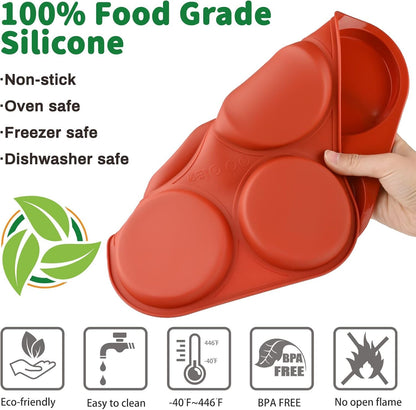 JOERSH Silicone Egg Mold, Jumbo Size Muffin Top Pan, Non-Stick Round Molds for Breakfast Sandwiches