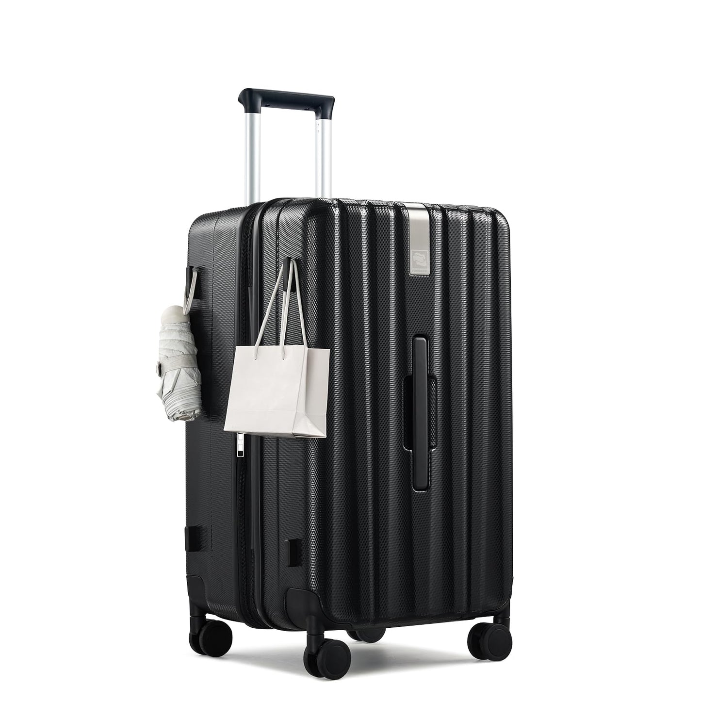 Hanke 24 Inch Plus Expandable Luggage Large Suitcases with Wheels, Medium Checked Luggage Hard Shell Suitcases, PC Trunk Luggage Extra Large Suitcase with Lock for Women Men(Jet Black)