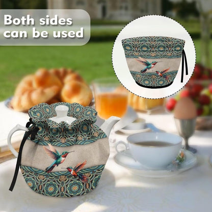 Boho Mandala Hummingbird Pattern Tea Cosy, Insulated Teapot Cover for Home Kitchen